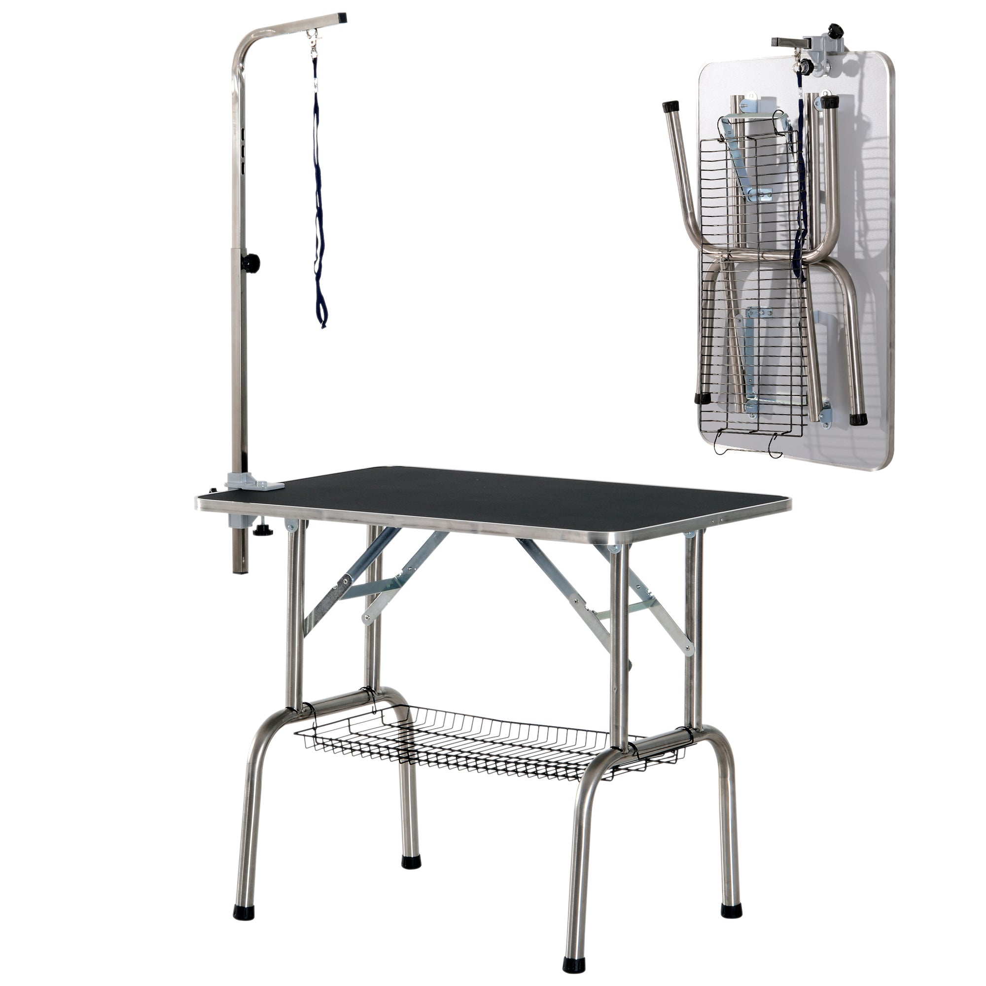 36" Dog Grooming Table with Adjustable Grooming Arm, Foldable Pet Grooming Table for Dogs with Storage Shelf, Noose, Black