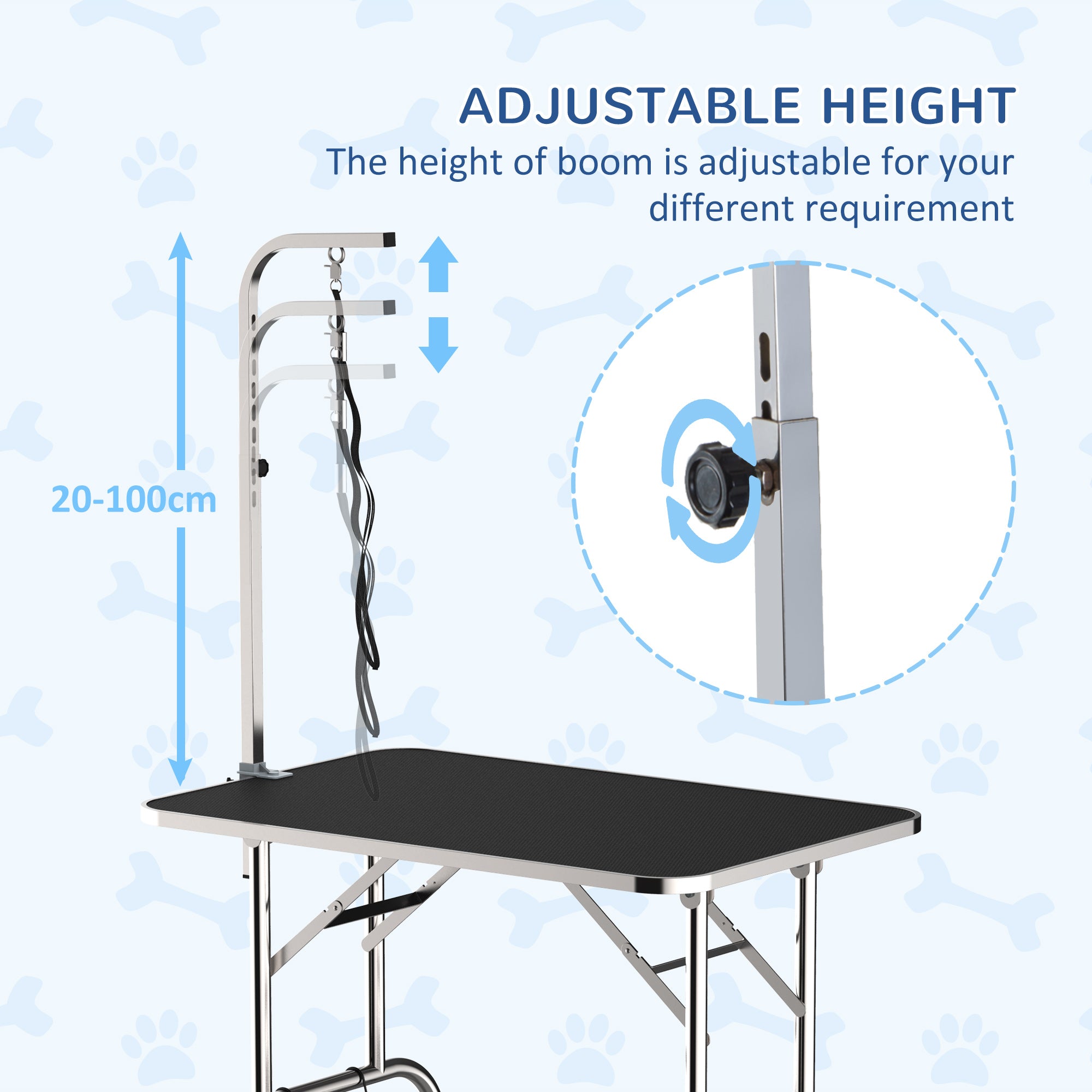 36" Dog Grooming Table with Adjustable Grooming Arm, Foldable Pet Grooming Table for Dogs with Storage Shelf, Noose, Black