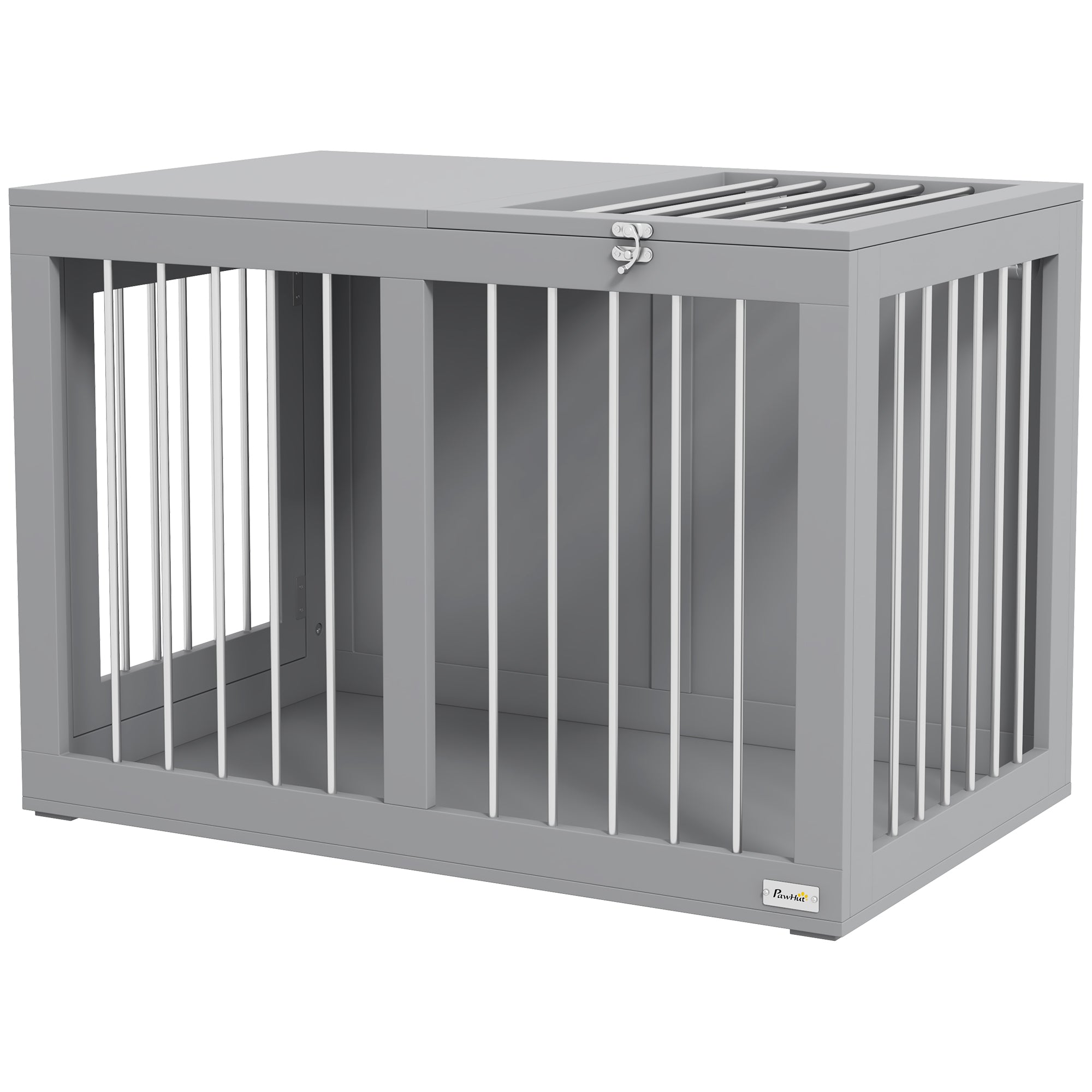 Dog Crate Furniture, 31.5" Dog Kennel Furniture Side End Table with Double Doors, for Medium Dogs, Grey
