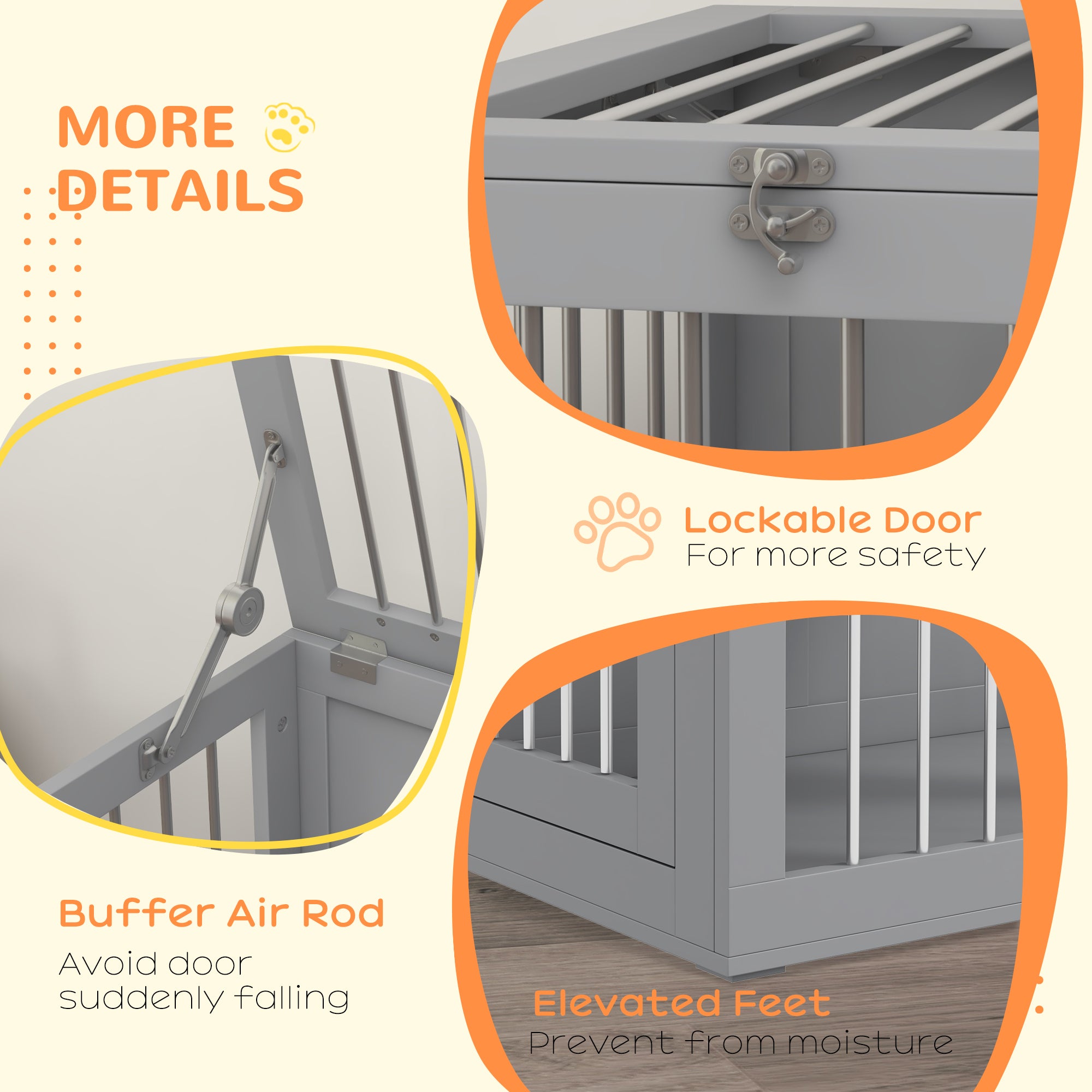Dog Crate Furniture, 31.5" Dog Kennel Furniture Side End Table with Double Doors, for Medium Dogs, Grey