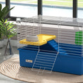 Load image into Gallery viewer, Guinea Pig Cage Chinchillas Rabbit Small Animal Cage with Ramp, Dish, Water Bottle, 71 x 46 x 47cm, Blue
