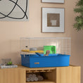 Load image into Gallery viewer, Guinea Pig Cage Chinchillas Rabbit Small Animal Cage with Ramp, Dish, Water Bottle, 71 x 46 x 47cm, Blue
