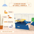 Load image into Gallery viewer, Guinea Pig Cage Chinchillas Rabbit Small Animal Cage with Ramp, Dish, Water Bottle, 71 x 46 x 47cm, Blue
