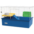 Load image into Gallery viewer, Guinea Pig Cage Chinchillas Rabbit Small Animal Cage with Ramp, Dish, Water Bottle, 71 x 46 x 47cm, Blue
