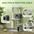 Load image into Gallery viewer, Cat Tree for Indoor Cats, 132cm Cat Tower with Scratching Posts and Pad, Cat Bed, Cat House, Jumping Platform, Grooming Brush, Toy Balls, Anti-Tip Kit, Cat Climbing Frame, Light Grey
