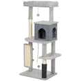 Load image into Gallery viewer, Cat Tree for Indoor Cats, 132cm Cat Tower with Scratching Posts and Pad, Cat Bed, Cat House, Jumping Platform, Grooming Brush, Toy Balls, Anti-Tip Kit, Cat Climbing Frame, Light Grey
