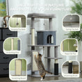 Load image into Gallery viewer, Cat Tree for Indoor Cats, 132cm Cat Tower with Scratching Posts and Pad, Cat Bed, Cat House, Jumping Platform, Grooming Brush, Toy Balls, Anti-Tip Kit, Cat Climbing Frame, Light Grey
