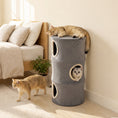 Load image into Gallery viewer, Cat House for Indoor Kittens, Cat Condo with Removable Washable Cover, Modern Barrel-Shaped Kitty Cave Bed, Stable Multi-Level Kitten Hideaway for Play & Rest, 40 x 40 x 80 cm, Grey
