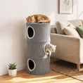 Load image into Gallery viewer, Cat House for Indoor Kittens, Cat Condo with Removable Washable Cover, Modern Barrel-Shaped Kitty Cave Bed, Stable Multi-Level Kitten Hideaway for Play & Rest, 40 x 40 x 80 cm, Grey
