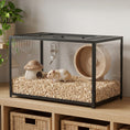 Load image into Gallery viewer, Hamster Cage, Chewproof Metal Rat Cage with Deep Base, Openable Top & Excellent Ventilation, Transparent Small Animal Habitat for Syrian Dwarf Hamster, Gerbil, 80 x 45 x 50.5 cm, Black
