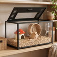 Load image into Gallery viewer, Hamster Cage, Chewproof Metal Rat Cage with Deep Base, Openable Top & Excellent Ventilation, Transparent Small Animal Habitat for Syrian Dwarf Hamster, Gerbil, 80 x 45 x 50.5 cm, Black

