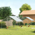 Load image into Gallery viewer, Chicken Run, Large Metal Chicken Coop with Feeding Door, Waterproof & UV-Resistant Cover, Hanging Feeder, Perch, Poultry Cage for Outdoor, Backyard, Farm, for 24-30 Chickens

