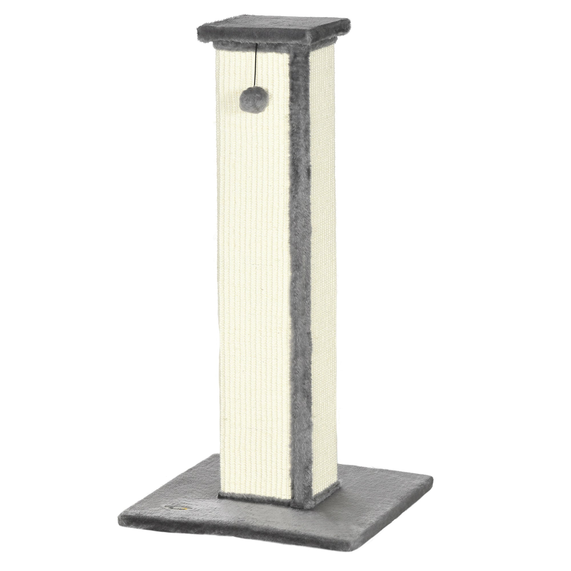 Cat Scratching Post for Indoor Cats, 81cm Cat Scratcher, Vertical Full Scratcher with Natural Sisal Rope, Hanging Ball and Soft Plush, Grey