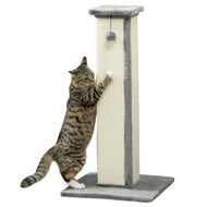 Cat Scratching Post for Indoor Cats, 81cm Cat Scratcher, Vertical Full Scratcher with Natural Sisal Rope, Hanging Ball and Soft Plush, Grey