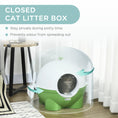 Load image into Gallery viewer, Large Cat Litter Box, Hooded Cat Litter Tray with Lid, Scoop, Top Handle, Front Entrance, 53 x 51 x 48cm - Green
