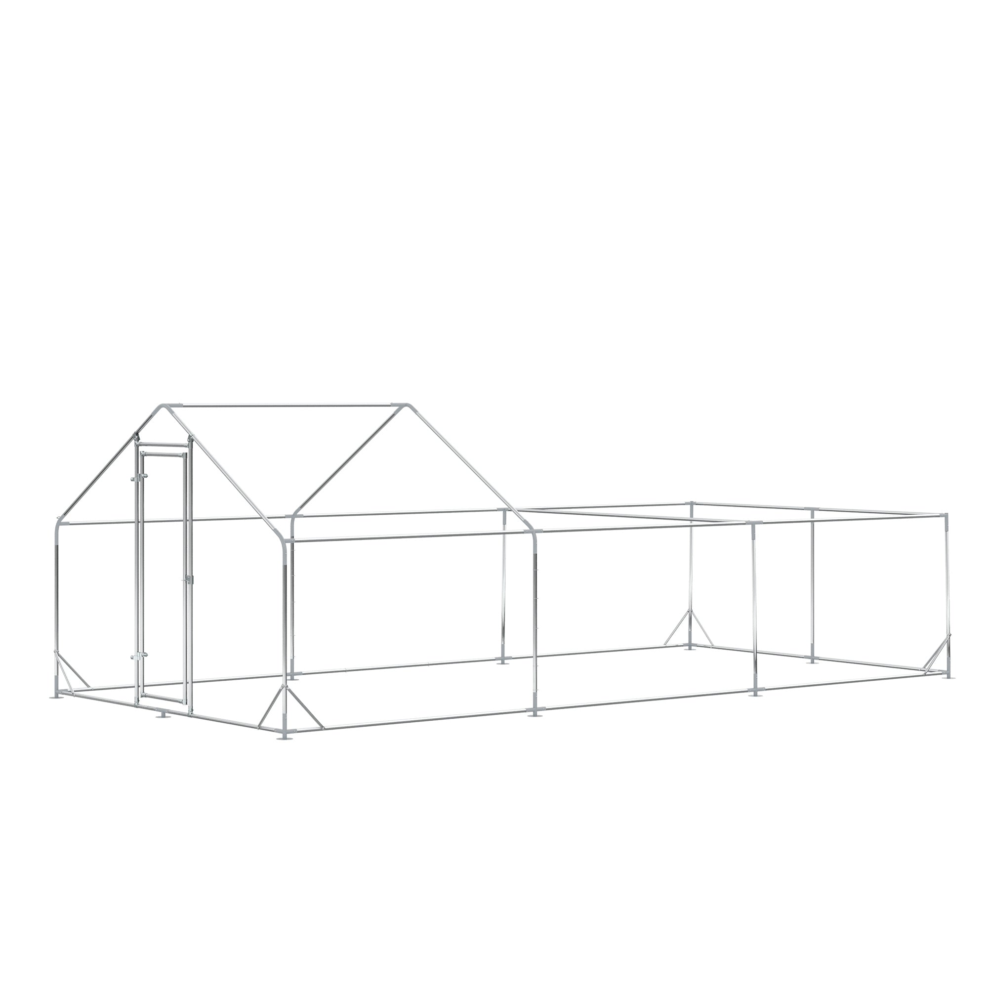Large Metal Chicken Coop, Hen Run House with Anti-Ultraviolet Cover, Walk-in Poultry Cage for Ducks, Rabbits, Outdoor Backyard Farm, 19.7' x 9.8' x 6.4'