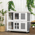 Load image into Gallery viewer, Wooden Rabbit Hutch, 2 Tier Bunny Cage with Wheels, Waterproof Roof, Removable Tray, Guinea Pig Cage for Outdoor & Indoor, Dark Grey
