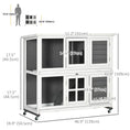 Load image into Gallery viewer, Wooden Rabbit Hutch, 2 Tier Bunny Cage with Wheels, Waterproof Roof, Removable Tray, Guinea Pig Cage for Outdoor & Indoor, Dark Grey
