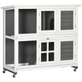 Load image into Gallery viewer, Wooden Rabbit Hutch, 2 Tier Bunny Cage with Wheels, Waterproof Roof, Removable Tray, Guinea Pig Cage for Outdoor & Indoor, Dark Grey
