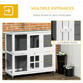 Load image into Gallery viewer, Wooden Rabbit Hutch, 2 Tier Bunny Cage with Wheels, Waterproof Roof, Removable Tray, Guinea Pig Cage for Outdoor & Indoor, Dark Grey
