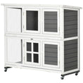 Load image into Gallery viewer, Wooden Rabbit Hutch, 2 Tier Bunny Cage with Wheels, Waterproof Roof, Removable Tray, Guinea Pig Cage for Outdoor & Indoor, Dark Grey
