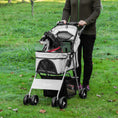 Load image into Gallery viewer, Dog Stroller, One-click Folding Pet Stroller with Cup Holder, 4 Wheels Travel Carrier w/ Brakes, 360° Swiveling Front Wheels, Storage Basket, for XS/Small Dogs Cats, Grey
