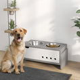 Load image into Gallery viewer, Raised Dog Bowls with Stand, 3 Height Adjustable Dog Feeding Storage Station with Slow Feeder Mat, 2 x 2000mL Stainless Steel Bowls for Medium to Extra Large Dogs - Grey
