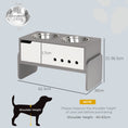 Load image into Gallery viewer, Raised Dog Bowls with Stand, 3 Height Adjustable Dog Feeding Storage Station with Slow Feeder Mat, 2 x 2000mL Stainless Steel Bowls for Medium to Extra Large Dogs - Grey
