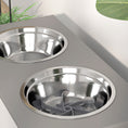 Load image into Gallery viewer, Raised Dog Bowls with Stand, 3 Height Adjustable Dog Feeding Storage Station with Slow Feeder Mat, 2 x 2000mL Stainless Steel Bowls for Medium to Extra Large Dogs - Grey
