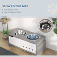 Load image into Gallery viewer, Raised Dog Bowls with Stand, 3 Height Adjustable Dog Feeding Storage Station with Slow Feeder Mat, 2 x 2000mL Stainless Steel Bowls for Medium to Extra Large Dogs - Grey
