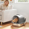 Charger l'image dans la visionneuse de la galerie, Stainless Steel Litter Box with Lid, Enclosed Cat Litter Box with Scoop, Deodorizer Bag, Handle, Odour Control, Non-Sticky and Easy to Clean, Dark Grey
