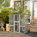 Load image into Gallery viewer, Large Outdoor Catio Enclosure, Weatherproof Cat House with Asphalt Roof,  Wooden Cat Patio Cage with 6 Balanced Platforms, 71" x 39" x 71", Grey
