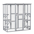 Load image into Gallery viewer, Large Outdoor Catio Enclosure, Weatherproof Cat House with Asphalt Roof,  Wooden Cat Patio Cage with 6 Balanced Platforms, 71" x 39" x 71", Grey
