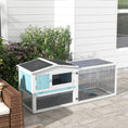 Load image into Gallery viewer, PawHut Rabbit Hutch 2-Story Bunny Cage, Guinea Pig Cage, Small Animal House with Slide Out Tray, for Indoor Outdoor, 61.5" x 23" x 27", Light Blue
