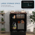 Load image into Gallery viewer, Pet Feeding Station with Storage, Dog Feeding Station with Raised Dog Bowls, Adjustable Panel, Hooks, Pet Food Storage Cabinet, Black
