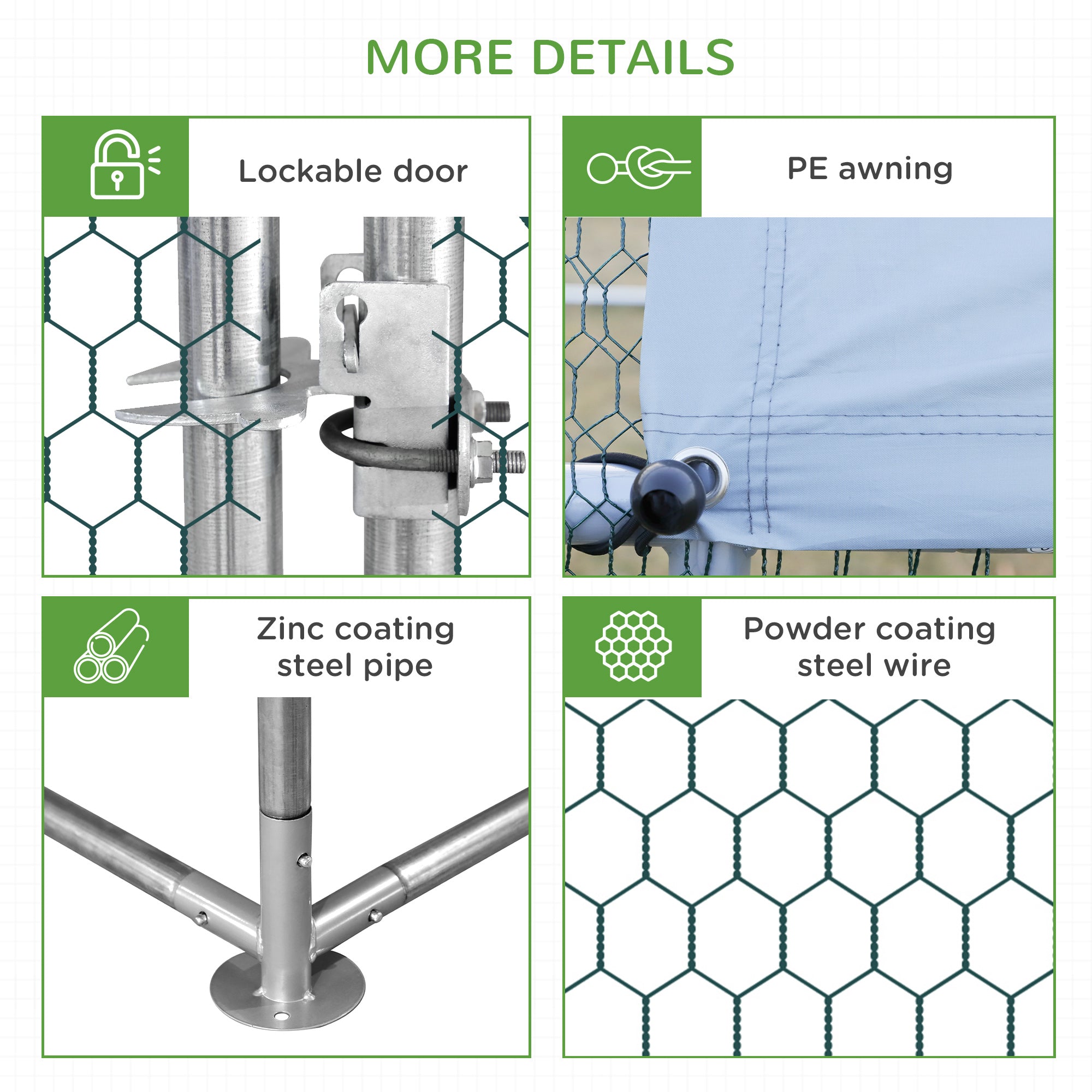 Chicken Run Galvanised Walk-in Chicken Coop Hen Poultry House Cage Rabbit Hutch Pet Playpen Garden w/ Water-Resist Cover, 3 x 2 x 2m