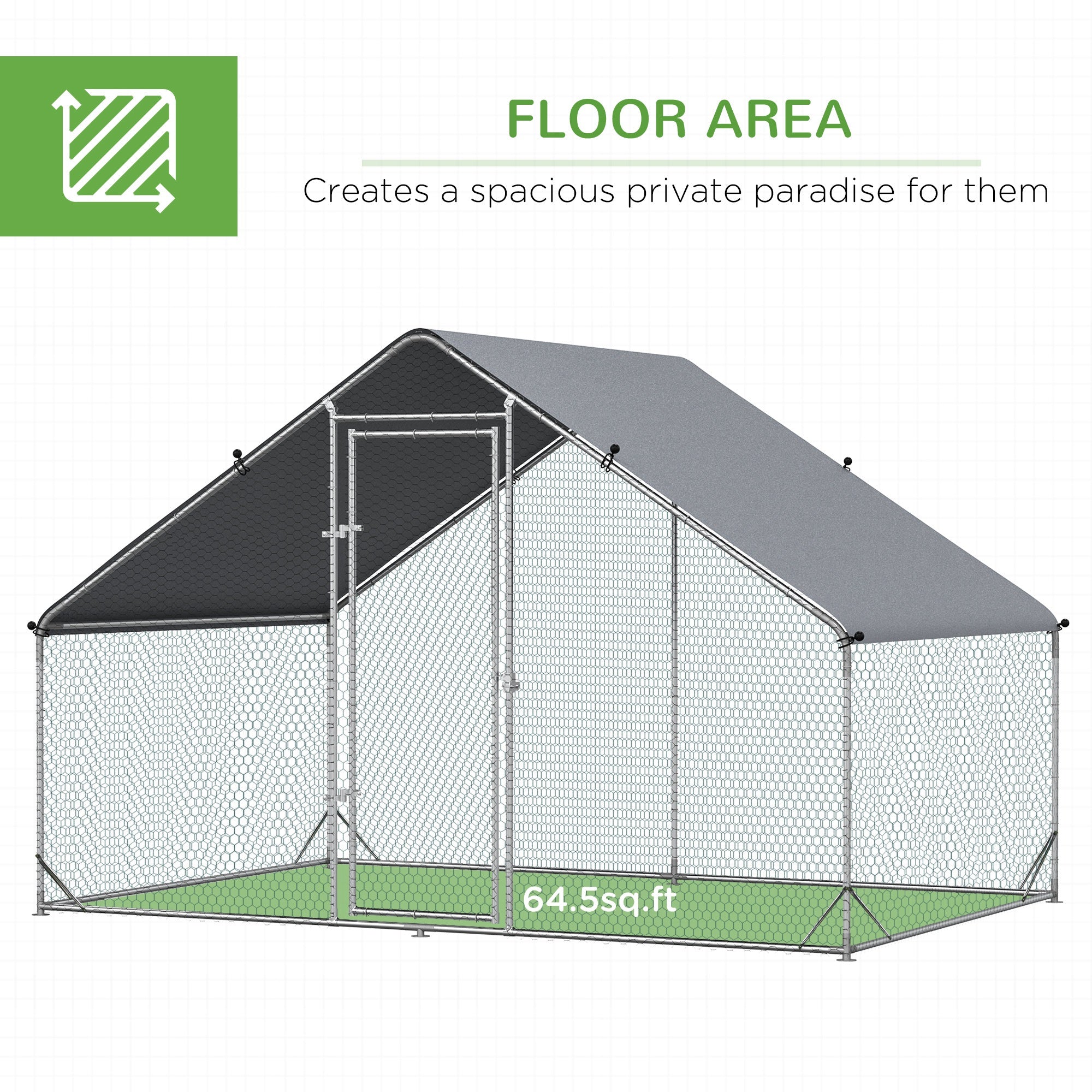Metal Chicken Coop, Walk-in Large Chicken Run, Poultry Cage for Backyard Hen, Duck, Rabbit with Water- and UV-Protection Cover, for 4-6 Chickens, 9.8' x 6.6' x 6.6'