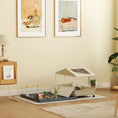 Load image into Gallery viewer, Guinea Pig Cage with Removable Pet Playpen, Waterproof Pad, Hay Feeder, Water Bottle, Food Dish, Hideaway, Balcony, Soft-Covered Ramp, Wheels, Small Animal Cage for Guinea Pig, Hedgehog
