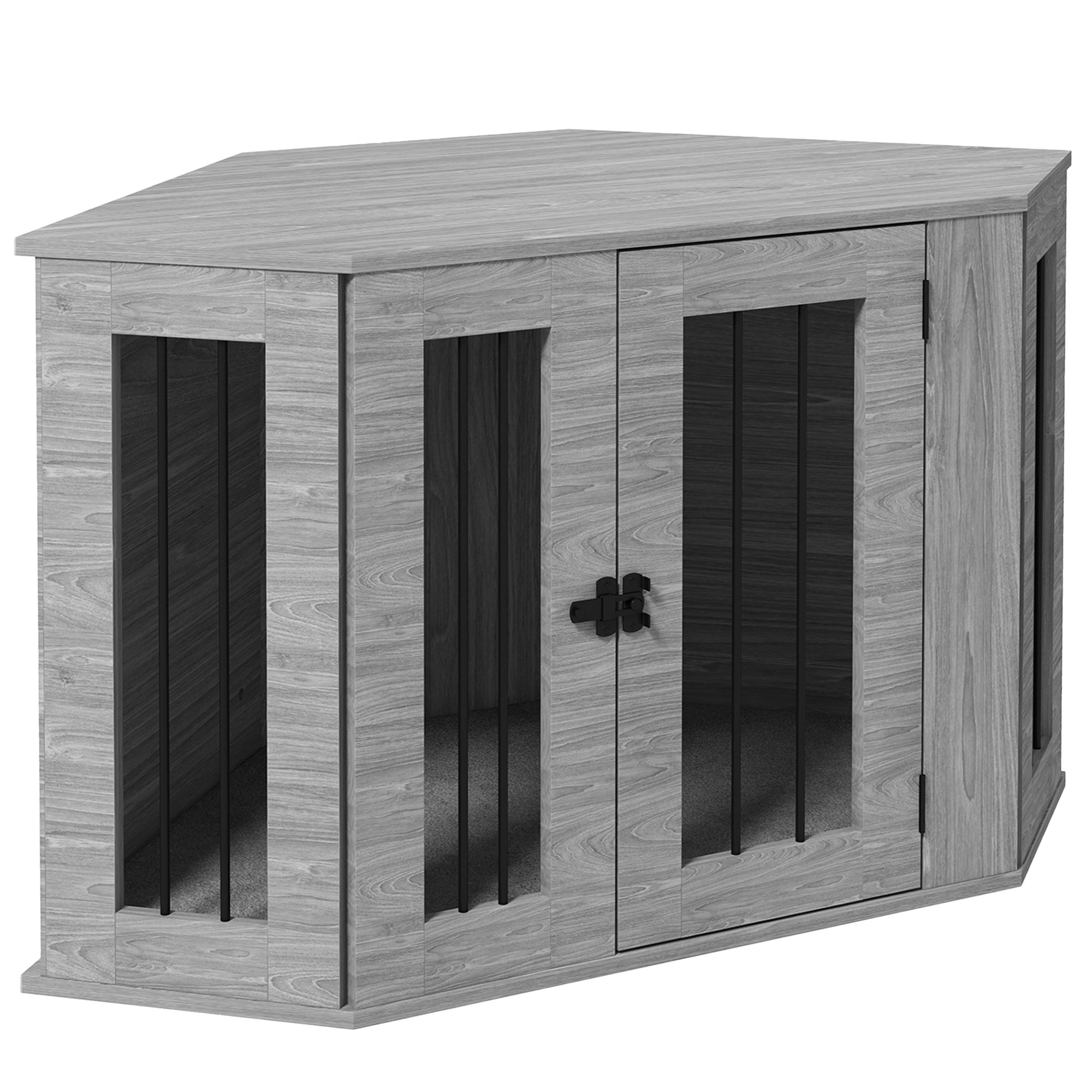 2 in 1 Dog Crate Furniture, Side Table Dog Kennel with Cushion, Large Door, for Medium Dogs - Grey