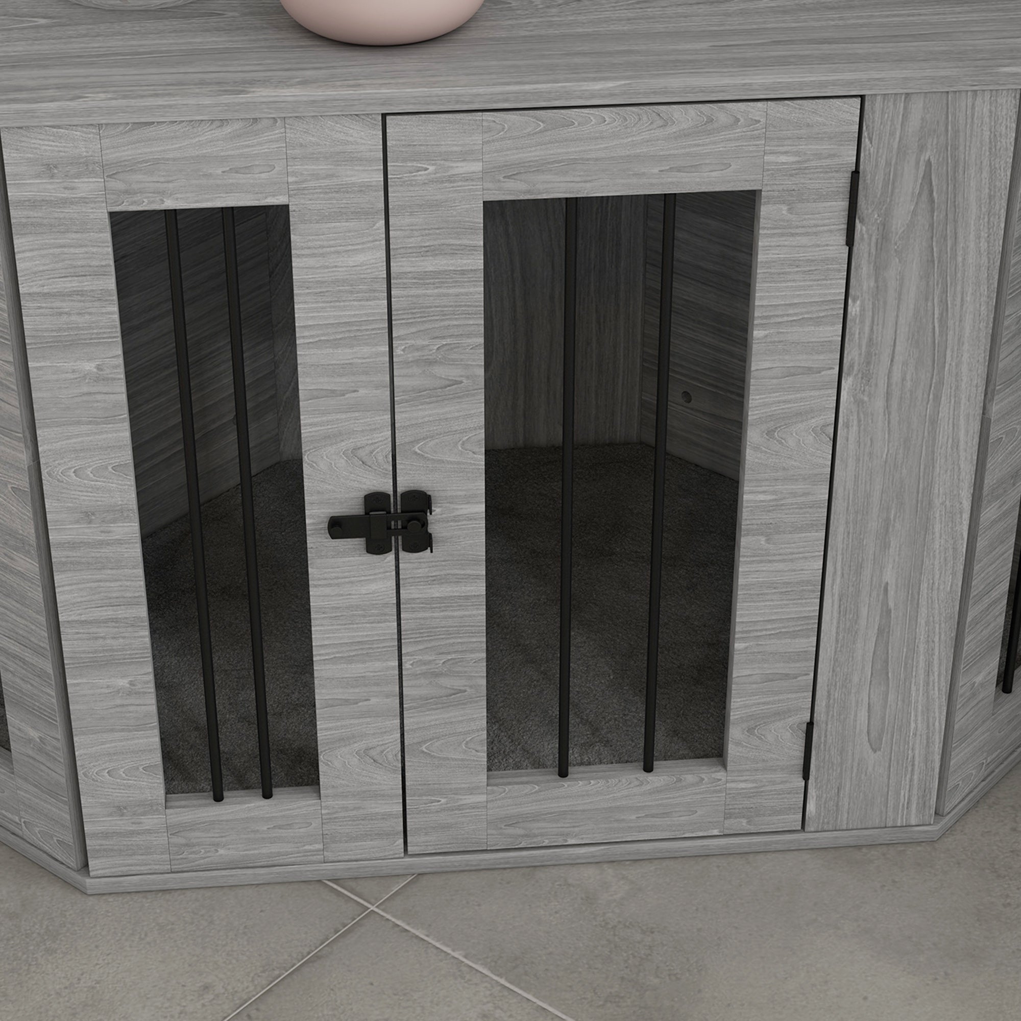 2 in 1 Dog Crate Furniture, Side Table Dog Kennel with Cushion, Large Door, for Medium Dogs - Grey