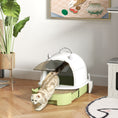 Load image into Gallery viewer, PawHut Cat Litter Box, Covered Kitty Litter Box with Lid, Scoop, Deodorizing Bags for Odor Control, Privacy, Portable, Easy to Clean, Green
