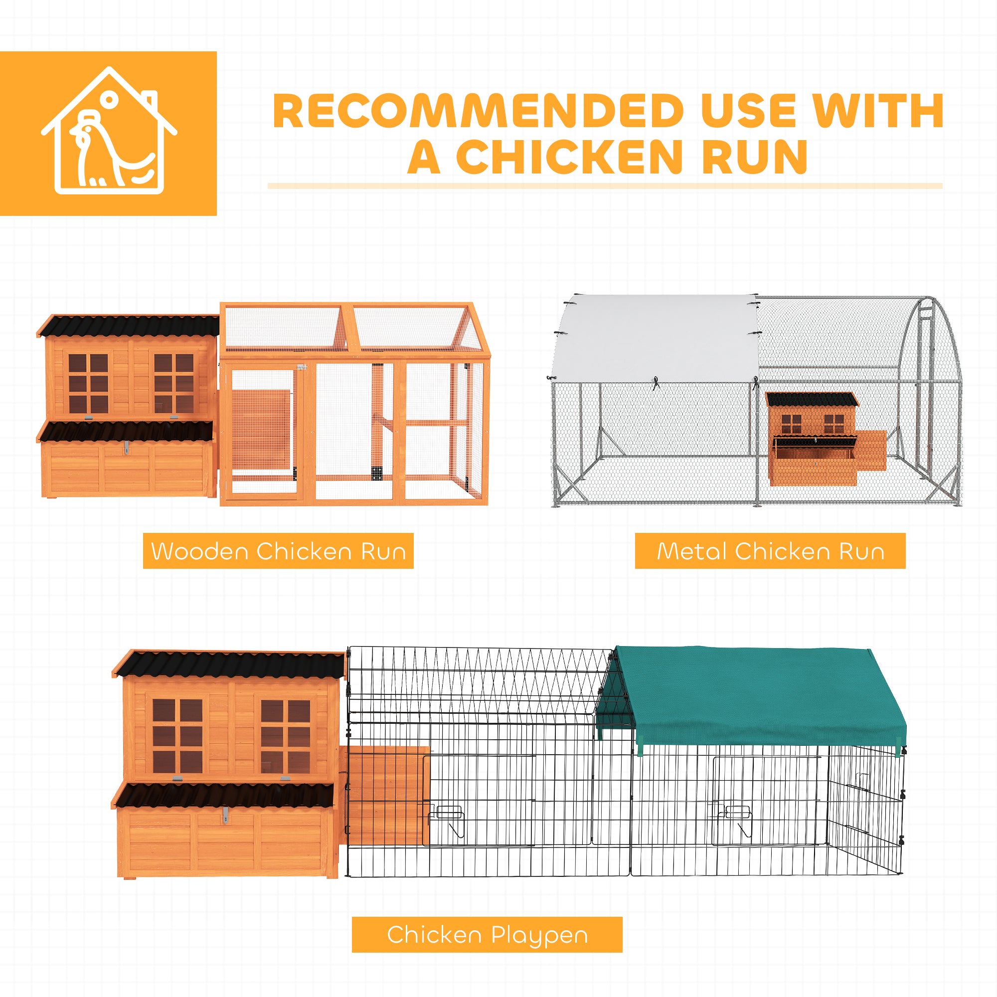 Wooden Chicken Coop, 39" Chicken House with Nesting Box, Pull-Out Tray, Waterproof Roof, Hen House Outdoor Poultry Cage for 2-4 Chickens, Rabbits, Small Animals, for Backyard, Orange