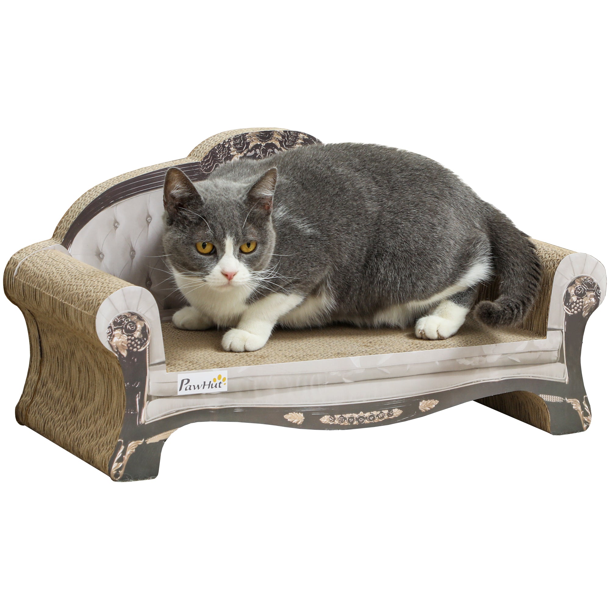 2-in-1 Cat Scratcher, Cat Scratching Board with Organic Catnip, Cardboard Lounge for Indoor Cats, 29.5 x 56 x 26cm, Brown