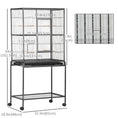 Load image into Gallery viewer, 64" Large Bird Cage, Rolling Metal Parrot Cage, Bird House with Detachable Rolling Stand, Storage Shelf, Wood Perch, Food Container, 30.25" x 18.5" x 64"
