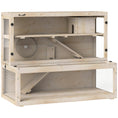 Load image into Gallery viewer, Wooden Hamster Cage, Large Gerbil Cage with Hut, Wheel, Ramps, 3 Tier Small Animal Habitat with Removable Viewing Panels, 100 x 50 x 84 cm, Natural Wood
