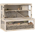 Load image into Gallery viewer, Wooden Hamster Cage, Large Gerbil Cage with Hut, Wheel, Ramps, 3 Tier Small Animal Habitat with Removable Viewing Panels, 100 x 50 x 84 cm, Natural Wood
