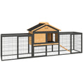 Charger l'image dans la visionneuse de la galerie, Rabbit Hutch Outdoor, 85"L Large Wooden Bunny Cage with Run Box, Removable Plastic Tray, Asphalt Roof, Ramp, Guinea Pig Cage for 2-3 Small Animals Backyard Garden, Yellow

