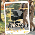 Load image into Gallery viewer, Luxury Pet Stroller Lightweight Dog Cat Travel Carriage with 3-Rubber Wheels, One-click Folding Design, Adjustable Canopy, Zippered Mesh Window Door, Grey
