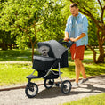 Load image into Gallery viewer, Luxury Pet Stroller Lightweight Dog Cat Travel Carriage with 3-Rubber Wheels, One-click Folding Design, Adjustable Canopy, Zippered Mesh Window Door, Grey
