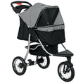 Load image into Gallery viewer, Luxury Pet Stroller Lightweight Dog Cat Travel Carriage with 3-Rubber Wheels, One-click Folding Design, Adjustable Canopy, Zippered Mesh Window Door, Grey
